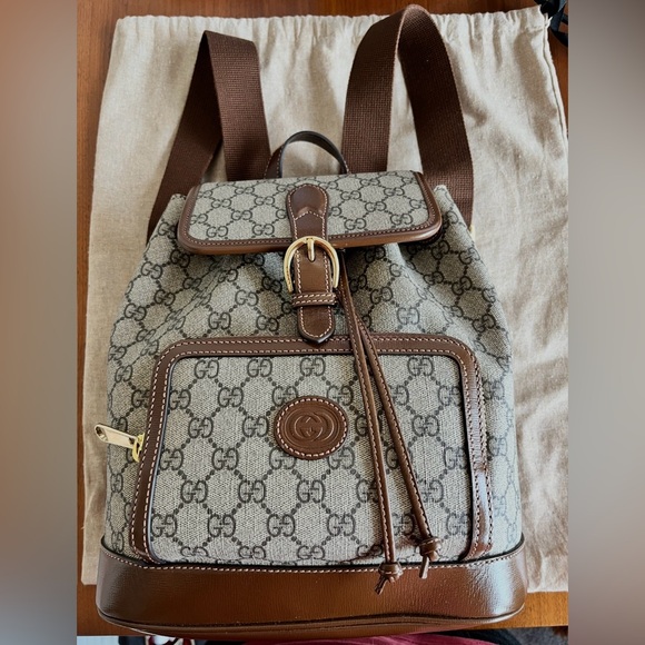 Gucci Handbags - Gucci Beige and Brown Monogram Backpack